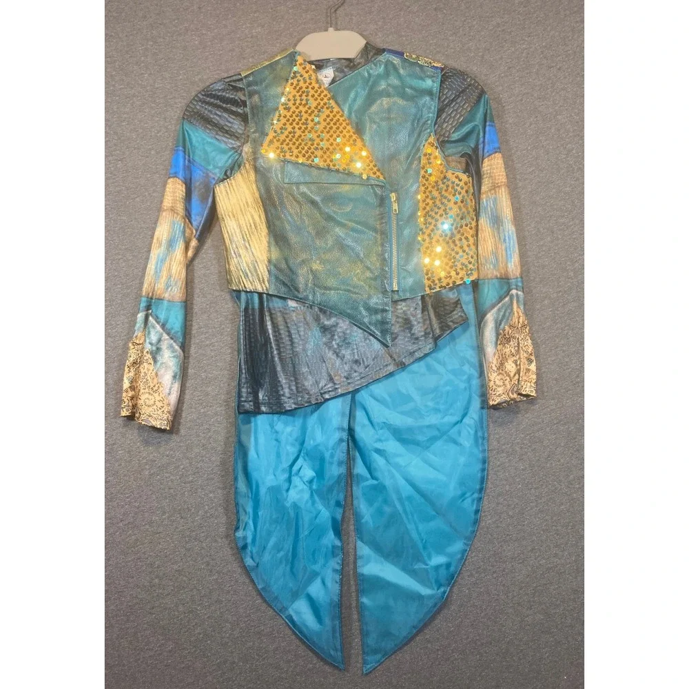 Disney Descendants 3 Uma Costume Kids 9/10 Teal Gold Pirate Sequin 4pc Set